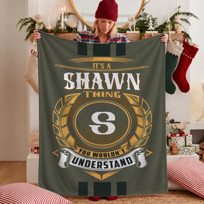It's A Your Name Thing Olive Green Logo Fleece Blanket SHAWN 13K1 BK31