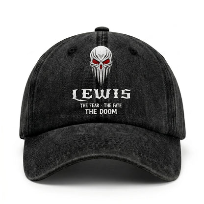 Your Name The Fear The Fate The Doom Skull Washed Cap LEWIS 13K1 C98PF
