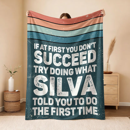 If At First You Don’t Succeed Retro Green Fleece Blanket SILVA 13K1 BK29