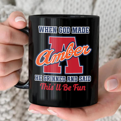 When God Made Your Name Personalized Baseball Mug AMBER 13K1 MG07