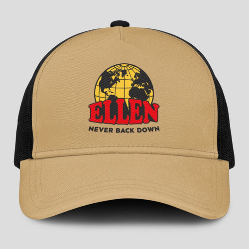 Never Back Down World Logo Khaki Mesh Cap ELLEN 13K1 C212PF