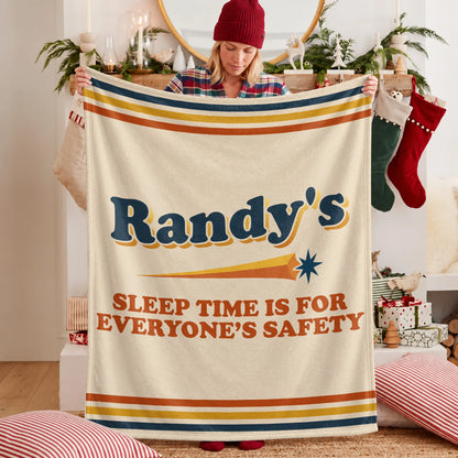 Your Name's Sleep Time Funny Retro Fleece Blanket RANDY 13K1 BK67