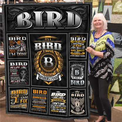 BIRD Personalized Blanket | Custom Name Cozy Throw Gift 13K5-BK2
