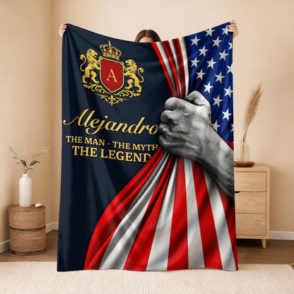 The Man The Myth The Legend America Flag 3D Fleece Blanket ALEJANDRO 13K1 BK12