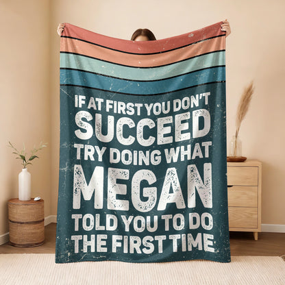 If At First You Don’t Succeed Retro Green Fleece Blanket MEGAN 13K1 BK29