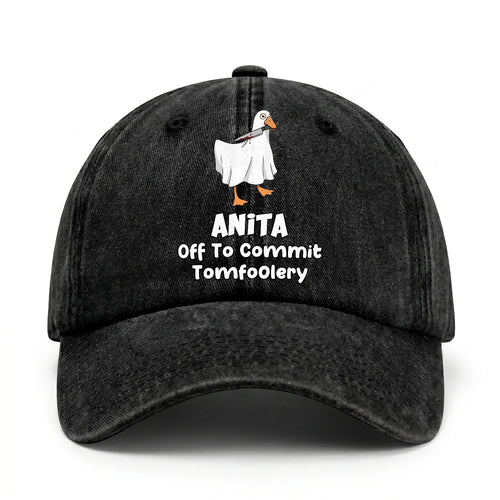Off To Commit Tomfoolery Funny Goose Washed Cap ANITA 13K1 C131PF