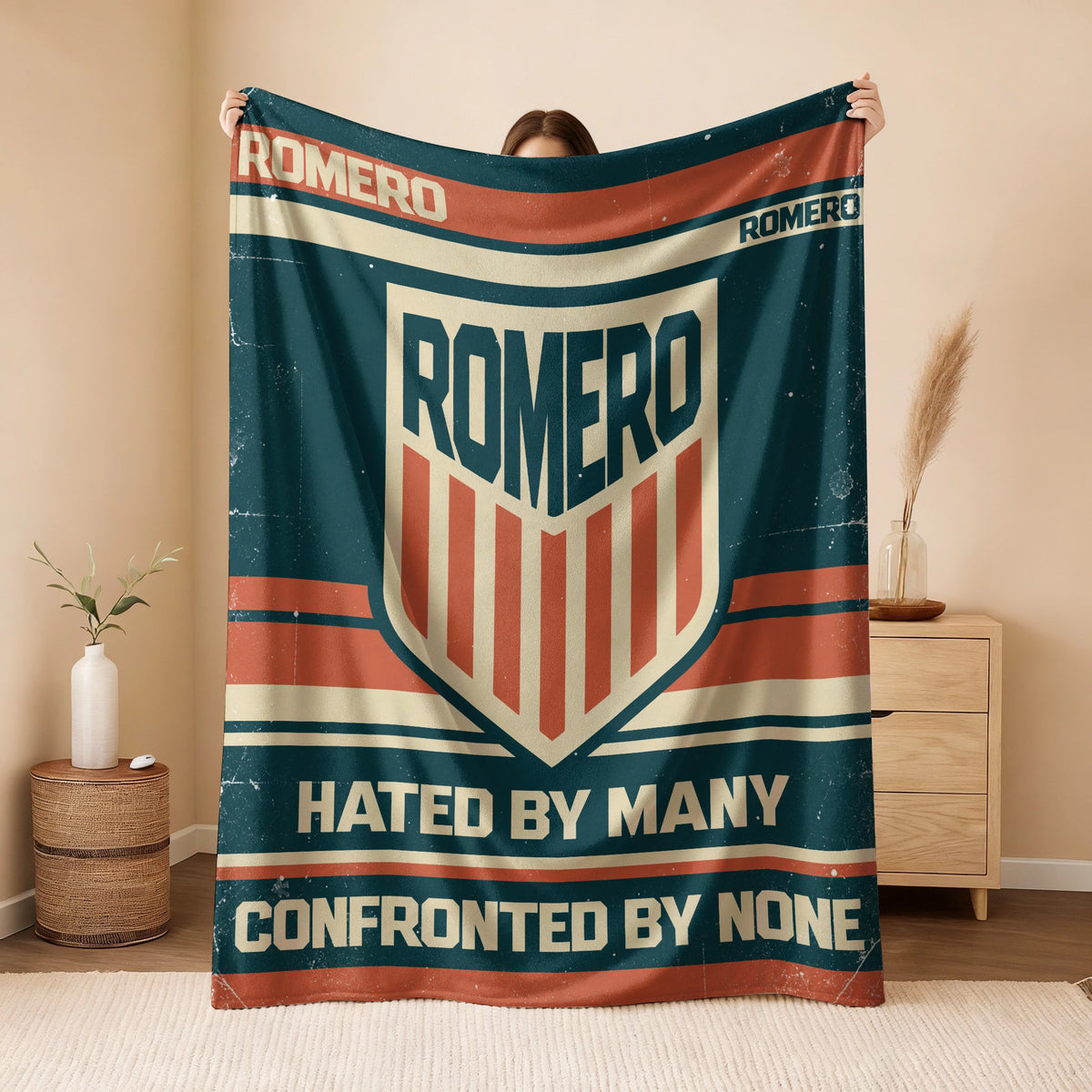 Hated By Many Confronted By None Retro Fleece Blanket ROMERO 13K1 BK58