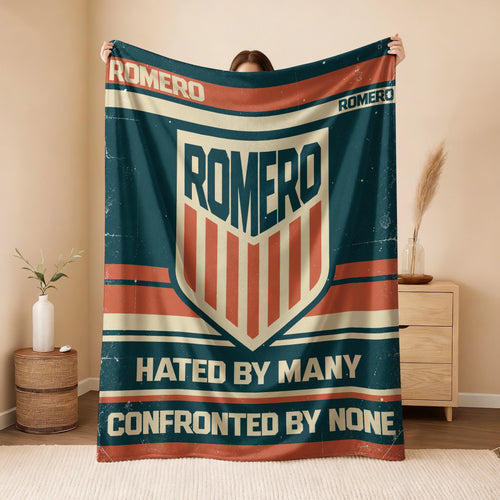 Hated By Many Confronted By None Retro Fleece Blanket ROMERO 13K1 BK58