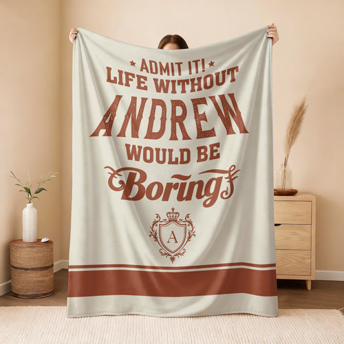 Life Without Your Name Would Be Boring Cream Terracotta Blanket ANDREW 13K1 BK24