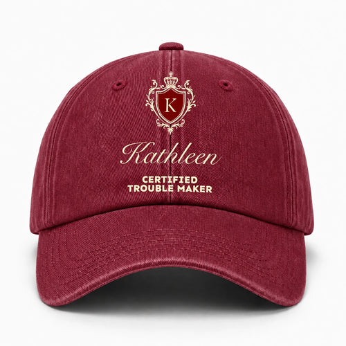Certified Trouble Maker Royal Burgundy Washed Cap KATHLEEN 13K1 C139PF