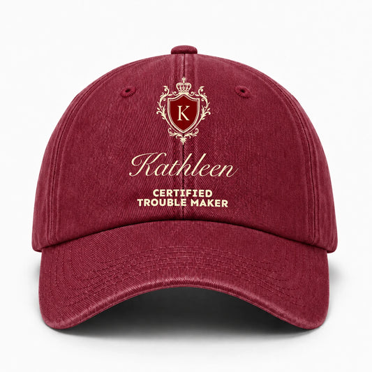Certified Trouble Maker Royal Burgundy Washed Cap KATHLEEN 13K1 C139PF