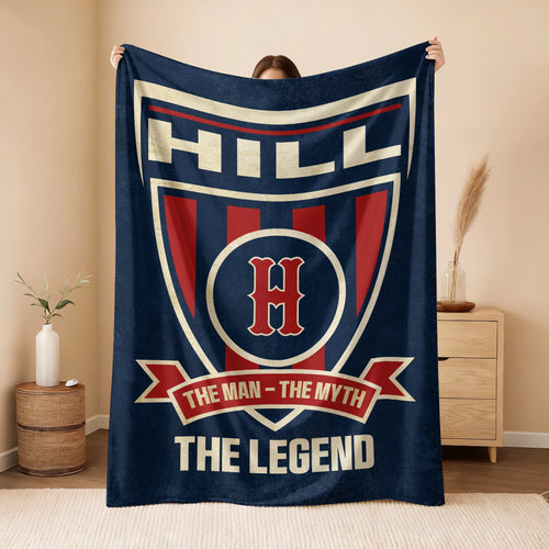 The Man The Myth The Legend Blue Burgundy Baseball Blanket HILL 13K1 BK18