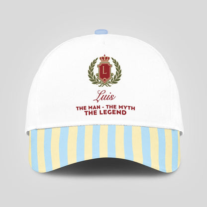 The Man The Myth The Legend Blue And Yellow Striped Beach Cap LUIS 13K1 C118PF