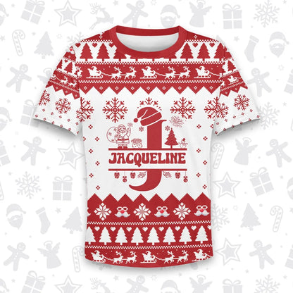 JACQUELINE Personalized Christmas T-Shirt Pajama Set - Holiday Gift Outfit 13K1-CR2
