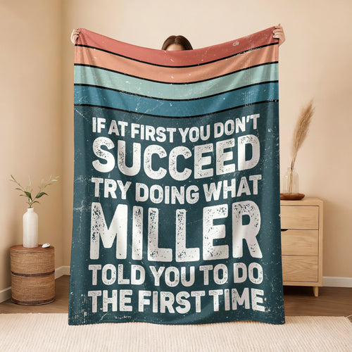 If At First You Don’t Succeed Retro Green Fleece Blanket MILLER 13K1 BK29
