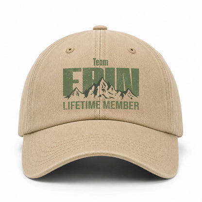 Team Your Name Lifetime Member Mountain Cap ERIN 13K1 C58PF