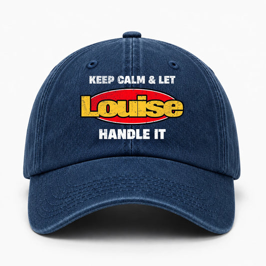 Keep Calm & Let Your Name Handle It Yellow And Red Logo Washed Cap LOUISE 13K1 C172PF