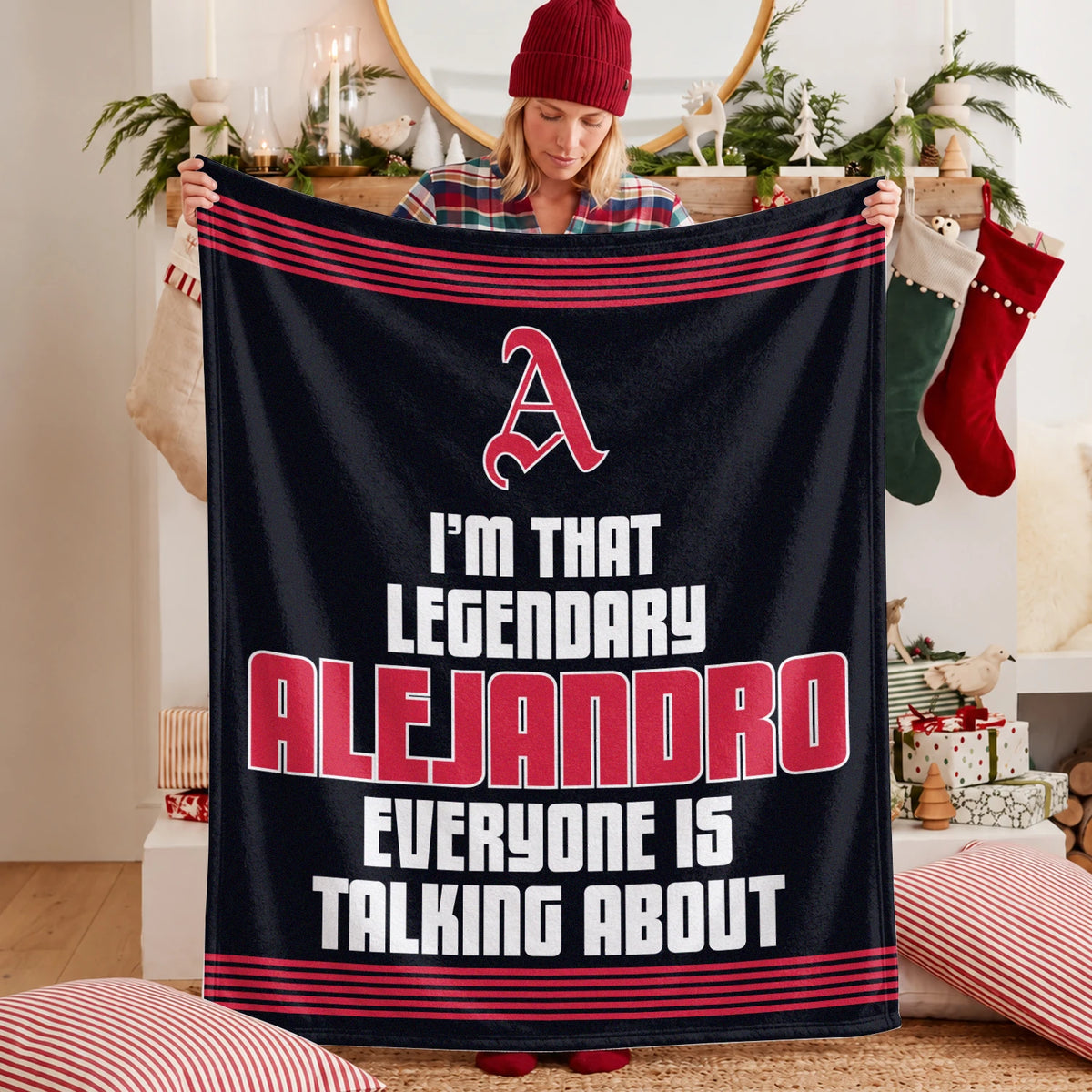 I'm That Legendary Name Dark Red Fleece Blanket ALEJANDRO 13K1 BK48