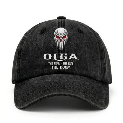 Your Name The Fear The Fate The Doom Skull Washed Cap OLGA 13K1 C98PF