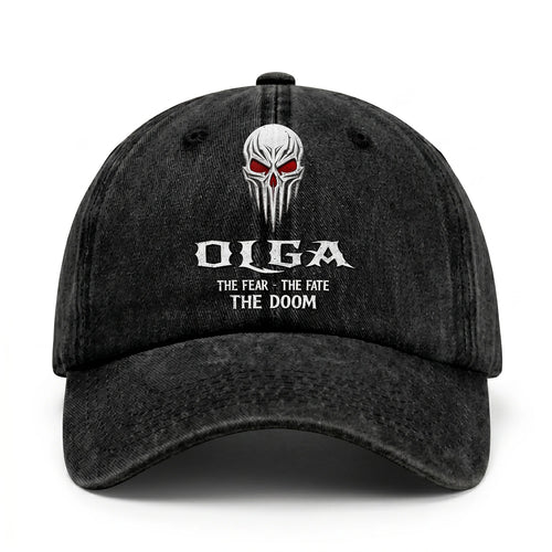 Your Name The Fear The Fate The Doom Skull Washed Cap OLGA 13K1 C98PF