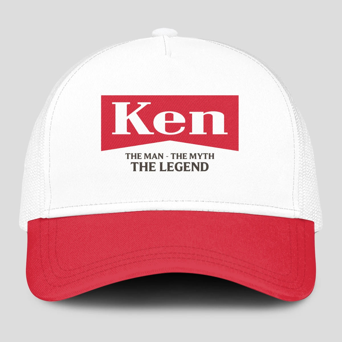 The Man The Myth The Legend Red And White Mesh Cap KEN 13K1 C197PF