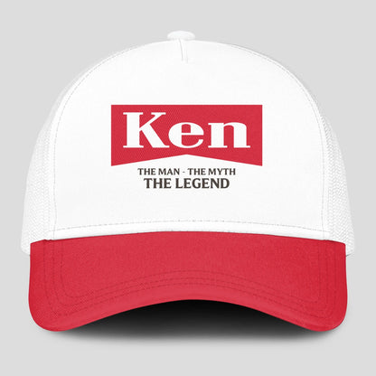 The Man The Myth The Legend Red And White Mesh Cap KEN 13K1 C197PF