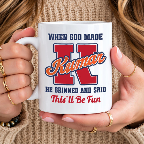 When God Made Your Name Personalized Baseball Mug KUMAR 13K1 MG07