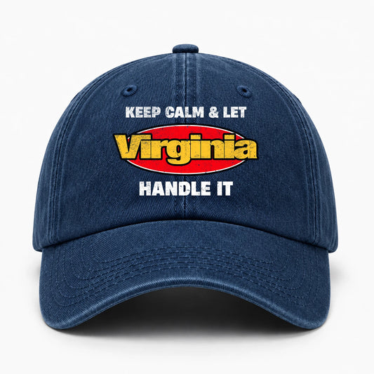 Keep Calm & Let Your Name Handle It Yellow And Red Logo Washed Cap VIRGINIA 13K1 C172PF