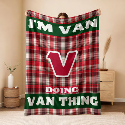 I'm Name Doing Name Things Red Plaid Fleece Blanket VAN 13K1 BK49