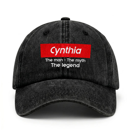 Your Name The Man The Myth The Legend Red Logo Washed Cap CYNTHIA 13K1 C130PF