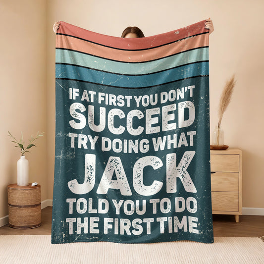 If At First You Don’t Succeed Retro Green Fleece Blanket JACK 13K1 BK29