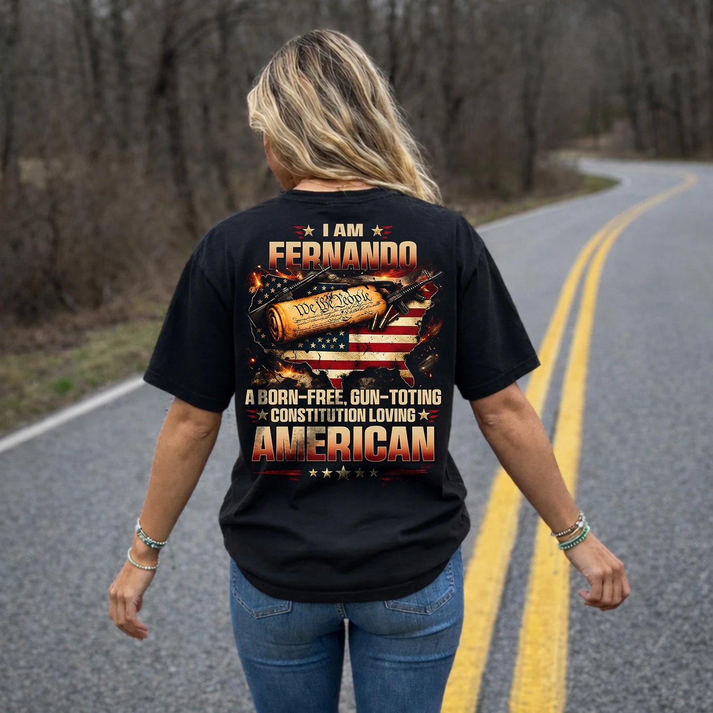 FERNANDO 13K1-525 Personalized " ... A Born-Free, Gun-Toting Constitution Loving American"