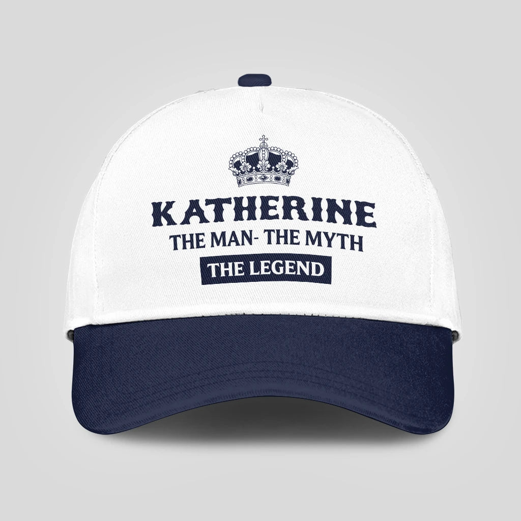 The Man The Myth The Legend King Crown Blue And White Cap KATHERINE 13K1 C147PF