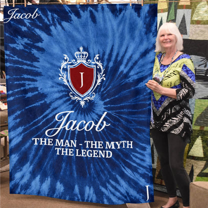 The Man The Myth The Legend Blue Waves Fleece Blanket JACOB 13K1 BK11