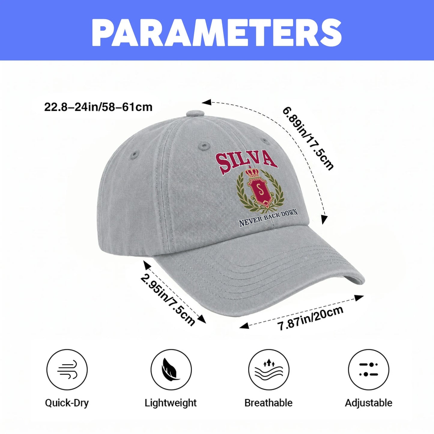 Your Name Never Back Down Royal Washed Cap SILVA 13K1 C77PF