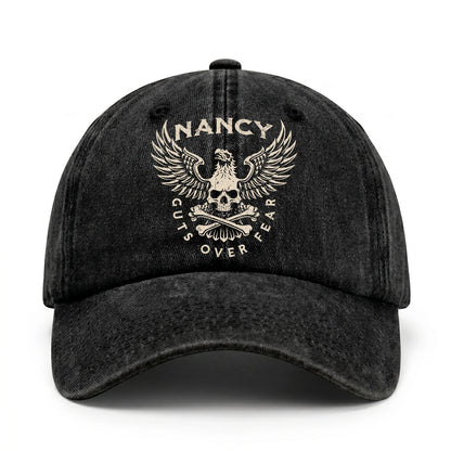 Your Name Guts Over Fear With Eagle And Skull Washed Cap NANCY 13K1 C75PF