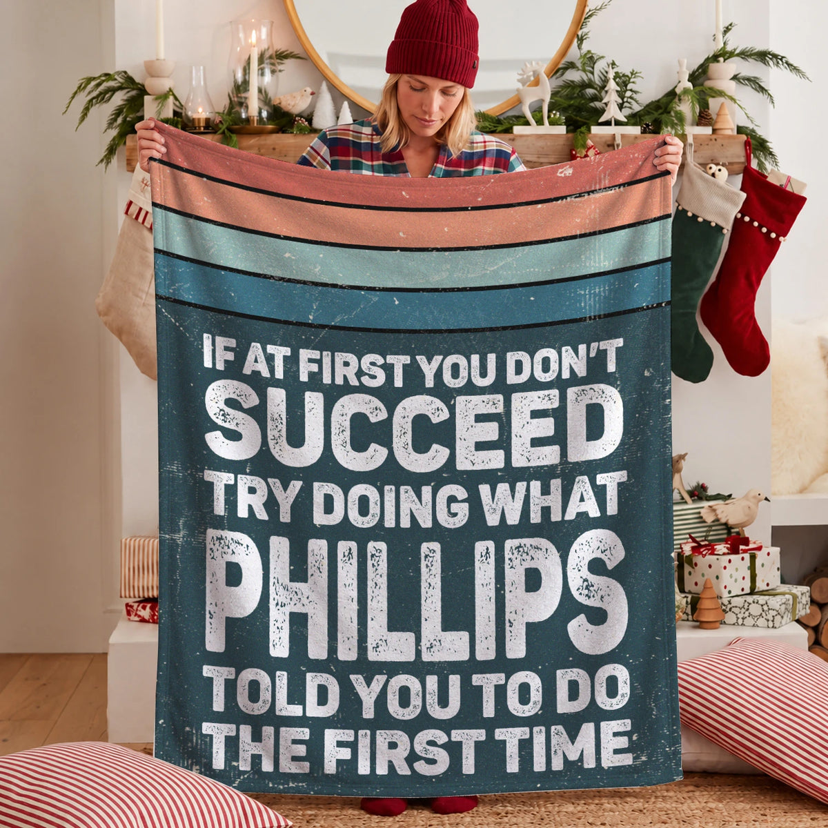 If At First You Don’t Succeed Retro Green Fleece Blanket PHILLIPS 13K1 BK29