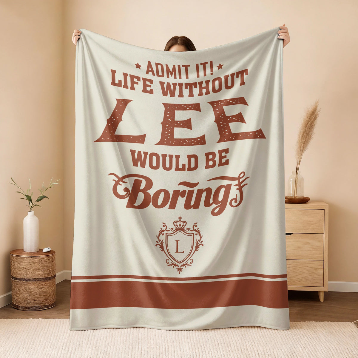 Life Without Your Name Would Be Boring Cream Terracotta Blanket LEE 13K1 BK24