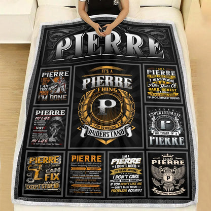 PIERRE Personalized Blanket | Custom Name Cozy Throw Gift 13K1-BK2