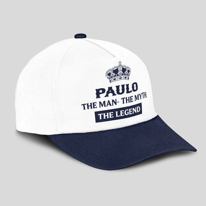 The Man The Myth The Legend King Crown Blue And White Cap PAULO 13K1 C147PF