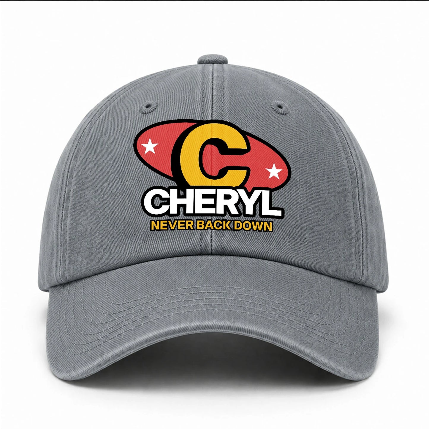 Never Back Down With Your Name And Initial Letter Washed Cap CHERYL 13K1 C82PF