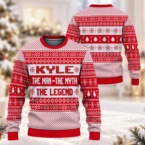 The Man The Myth The Legend Red Christmas Ugly Sweater KYLE 13K1 UG04