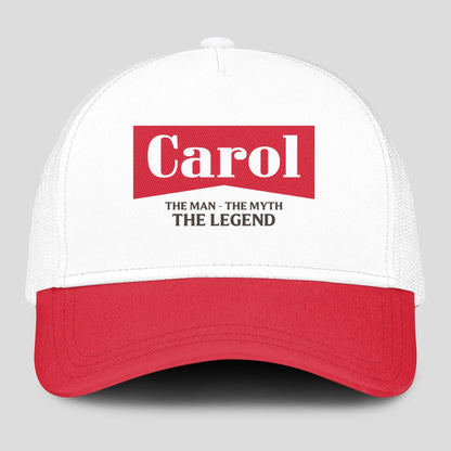 The Man The Myth The Legend Red And White Mesh Cap CAROL 13K1 C197PF