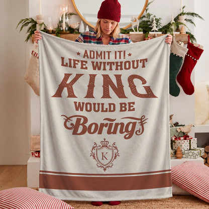 Life Without Your Name Would Be Boring Cream Terracotta Blanket KING 13K1 BK24