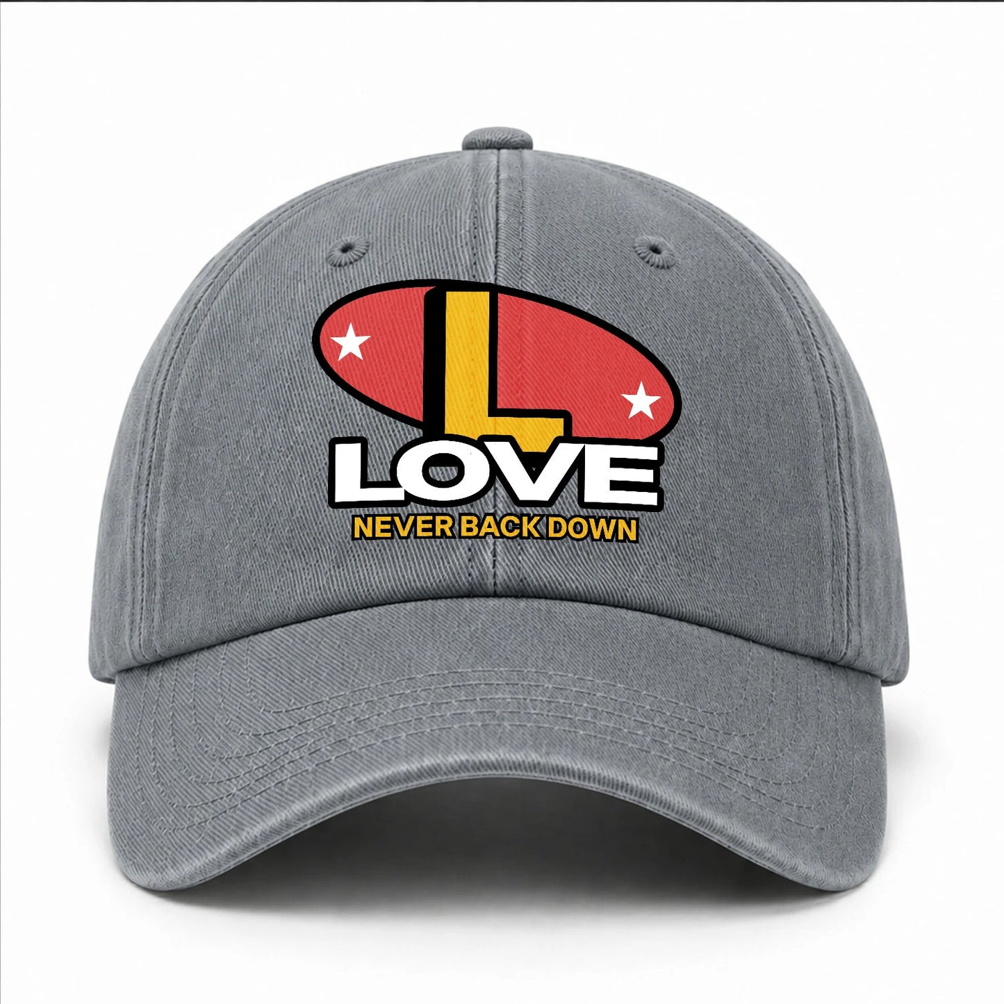 Never Back Down With Your Name And Initial Letter Washed Cap LOVE 13K1 C82PF