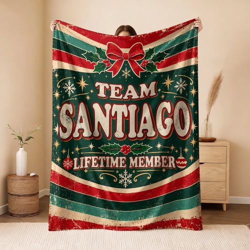 Team Your Name Lifetime Member Christmas Fleece Blanket SANTIAGO 13K1 BK52