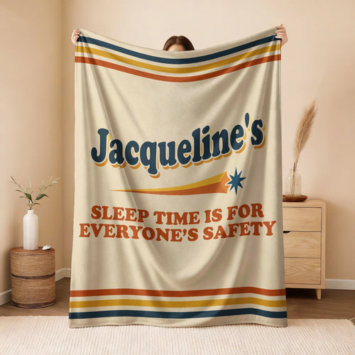 Your Name's Sleep Time Funny Retro Fleece Blanket JACQUELINE 13K1 BK67