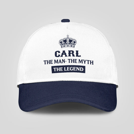 The Man The Myth The Legend King Crown Blue And White Cap CARL 13K1 C147PF