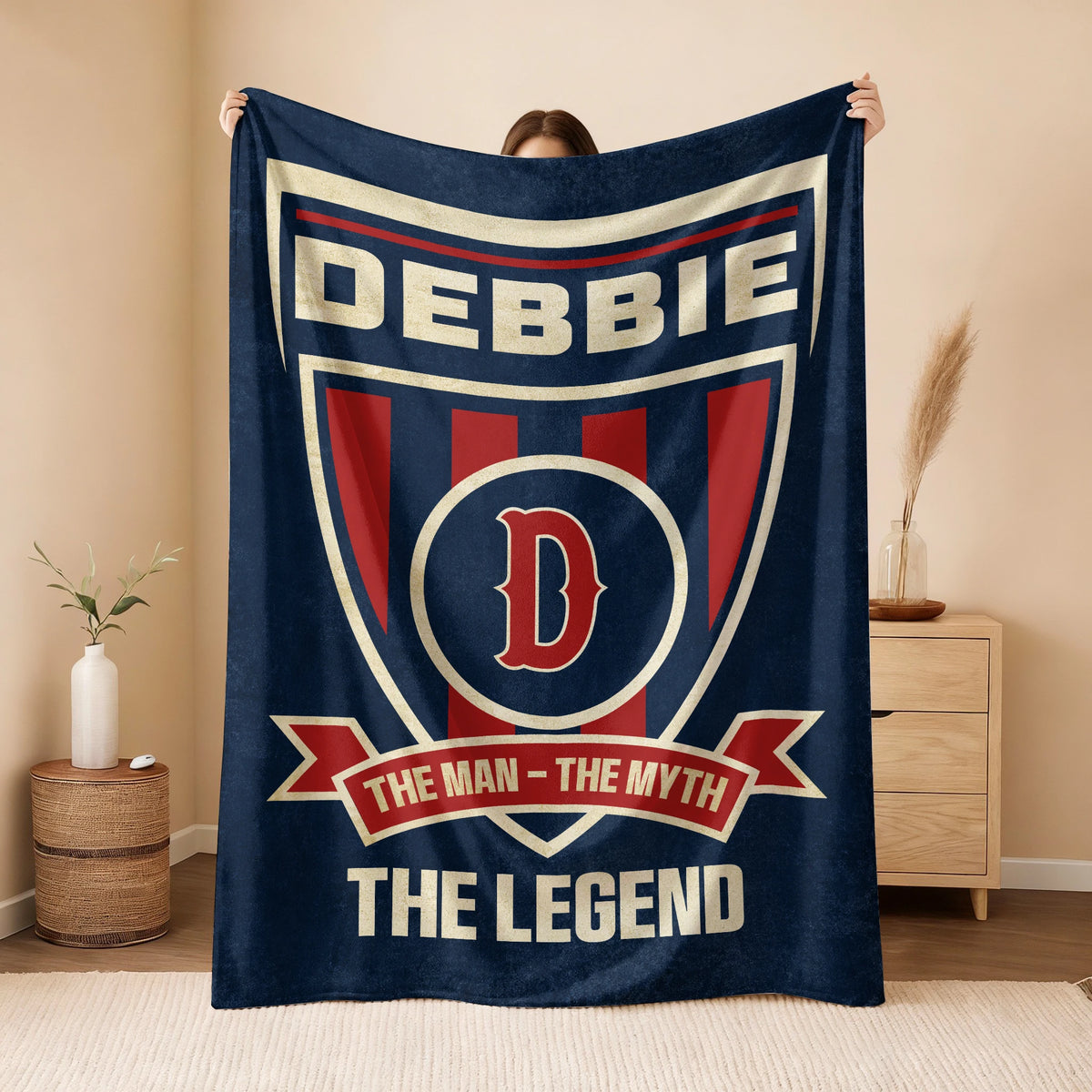 The Man The Myth The Legend Blue Burgundy Baseball Blanket DEBBIE 13K1 BK18