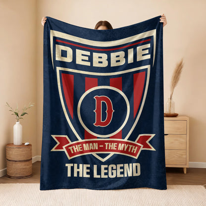 The Man The Myth The Legend Blue Burgundy Baseball Blanket DEBBIE 13K1 BK18